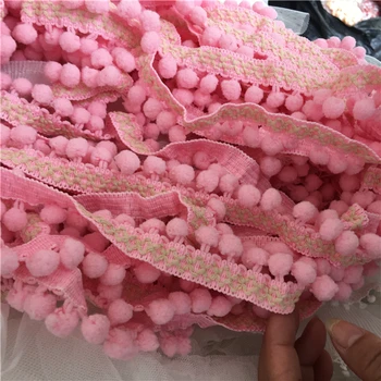 2,5 cm pločio Rožinė kamuolys kamuolys juostelės nėrinių apdaila kostiumas lėlės drabužius nusipelno veikti vaidmenį buitinių pagalvę nėrinių užuolaidos