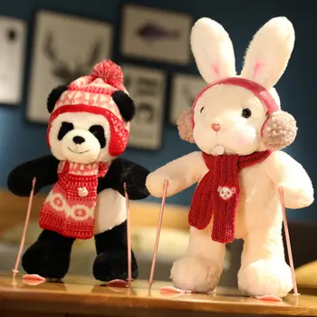 25cm Slidinėjimo Katytė Panda Lėlės Boutique Pliušiniai Žaislai iškamša Lėlės Žiemos Serijos Žaislas Vaikams Kalėdų Dovana Mielas Kimštiniai Žaislai