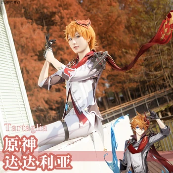 Anime! Genshin Poveikio Tartaglia Liyue Uosto Žaidimas Kostiumas Puošnus Vienodas Cosplay Kostiumas Helovinas Šalis Apranga 2021 NAUJŲ Vyrams