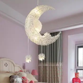Vaikų kambario, miegamojo, valgomojo kambario šviestuvo Kūrybos Žvaigždė / Moon kartu svajinga šilta šviesa.