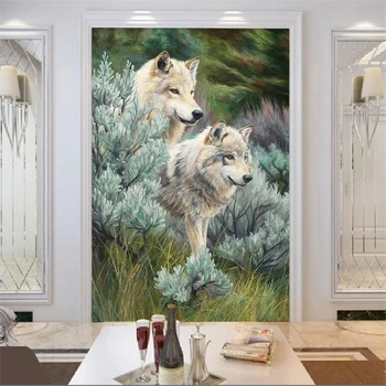 papel de parede Užsakymą freskos 3d foto tapetai džiunglių wolf dažymo kambarį miegamojo įėjimo praeiti tapetai, 3d tėtis peint