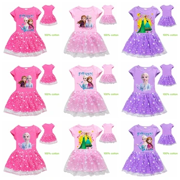 Nauja Merginų Vasaros Suknelės Atsitiktinis Užšaldyti Elsa Anna Medvilnės Mados Drabužiai Vaikams, Kūdikių Princesė Dress Animacinių Filmų Disney Vaikiška Kostiumai