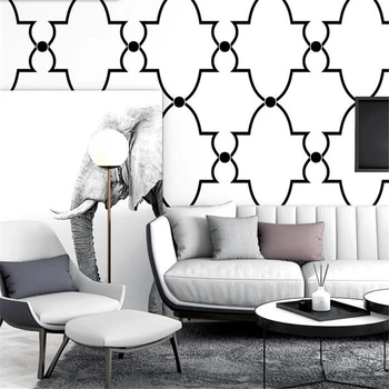 WELLYU Šiaurės stiliaus tapetai ins fone, juodos ir baltos spalvos pledas geometrinis miegamojo kambarį, modernus minimalistinio tapetai