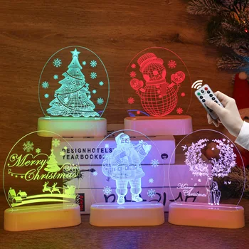 Creative 3D Kalėdų Naktį Šviesos Akrilo Darbastalio Apdaila Žibintai USB/Baterija Vaikų, Miegamojo staliukas, Lempa
