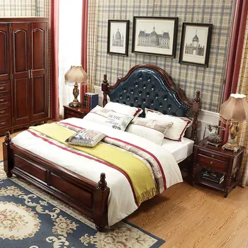 šiuolaikinės europos, medžio masyvo lova Mados Raižyti odos prancūzijos miegamojo baldai c1904