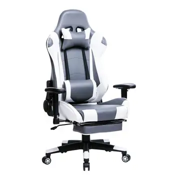 Lenktynių Žaidimų Kėdė, Pasukama Kompiuterio Stalas Biuro Kėdė Dirbtiniais Odos Sėdynės su 155°Pokrypio Sėdima Funkcija Juosmens atrama & Relax