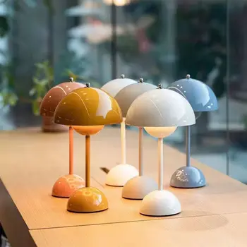 Šviesos prabanga Macaron lempos Miegamasis mergina USB įkrovimo grybo formos lempa