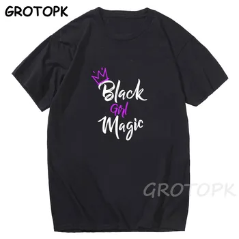 Black Girl Magic Laiškas Spausdinti Viršuje Moterų Kietas Melanino Juoda Mergina Spausdinti Moterų marškinėliai Harajuku T-shirts Vasaros Marškinėliai Tee Marškinėliai