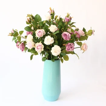 Gražus Mini Rožės Stiebo Šilko Gėlės, Dirbtinės Gėlės Aukštos Modeliavimas vestuvių apdaila namo apdaila