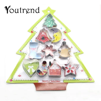 10vnt/set Nerūdijančio Plieno Cookie Cutter Kalėdų Žvaigždė Širdies Medžio Kojinių Formos Pelėsių Kalėdinių Sausainių Serijos Žirklės