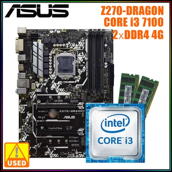ASUS Z270-DRAKONAS Su CORE I3 7100 CPU DDR4 4G x2 pagrindinė Plokštė Rinkinys LGA 1151 Intel Z270 USB3.0 PCI-E X16 I5 CPU Kit 