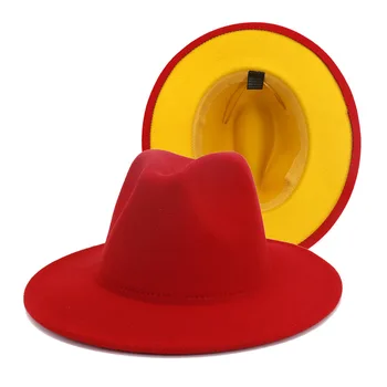Vilnonių Flat-Top Hat Naujas Dvipusis Spalvos Skrybėlę Vyrai Moterys Butas Pastoge Džiazo Skrybėlę Platus Kraštų Skrybėlę