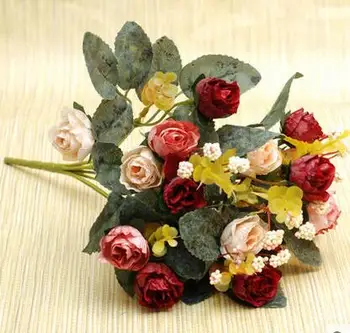 Geros Kokybės Dirbtinio Šilko Rožė Gėlių Puokštė Namų Dekoracijos