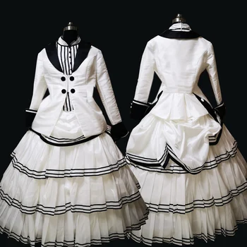 2020 m. Nauja baltos spalvos viktorijos Helovyno Cosplay suknelė Kolonijinės gruzijos Renesanso, Gotikos Istorinių suknelė D-575