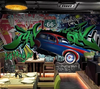 Individualizuotos fono paveikslėlį 3D freskos nostalgišką retro automobilių grafiti įrankiai fono sienos kambarį restoranas, užkandinė 3d tapetai