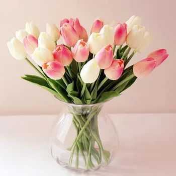 35pcs/daug Tulpių Dirbtinių Gėlių Nekilnojamojo Touch PU Vestuvių Gėlės Namų Puošybai Dirbtinio Šilko Puokštė Dekoratyvinės Gėlės