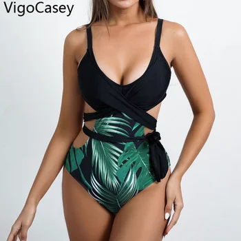 VigoCasey 2022 Kratinys Sukrauti maudymosi Kostiumėliai Moterims SexyPush IKI Vienos dalies maudymosi kostiumėlį Monokini Backless Kryžiaus Tuščiaviduriai Susieta Maudymosi Kostiumas