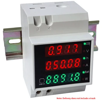 DIN bėgelio multi-funkcija skaitmeninis matuoklis ammeter voltmeter LED ekranas stiprintuvo galia stebėti AC80-300V 200-450V vidaus išorės
