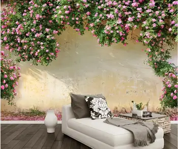 3D Sienos Tapetai, Freskos Rožių Fone, Sienų Dekoras Kambarį, Miegamąjį, TV Foną Wallcovering už Sienos, 3 D, Gėlių Piešiniai