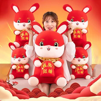 2023 Naujųjų Metų Kinų Zodiako ženklas Jautis Triušis Paspaudę Pasisekė Maišelį Pliušinis Žaislas Zuikis Talismanas Pliušinis Lėlės Pagalvę Įdaryti Vaikams Naujųjų Metų Dovana