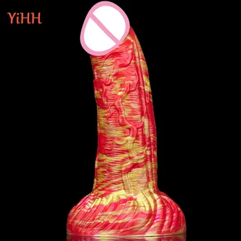 18.7*5cm Minkštas tikroviškas dildo seksualus žaislas moterims masturbacija silikono analinis kaištis makšties prijungti Galinga siurbimo taurės dildo sekso parduotuvė