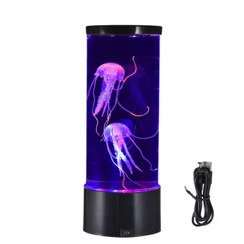 Jellyfish Šviesos diodų (LED Spalva Keičiasi Lavos Lempa Vaikams Medūzos Bakas Stalo Lempa kabinetas Darbalaukio Dekoracija Dovanos