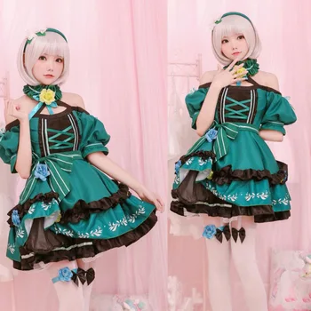 2021 Naujas Saldus Lolita Dress Mergina Žalia Gėlių Elf Princesė Pasakos, Cosplay Kostiumai, Moterims Kawaii Mini Išgalvotas Suknelė
