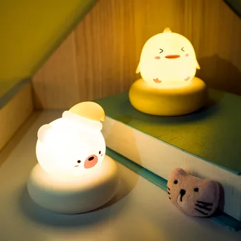 LED Animacinių filmų Nakties Šviesos USB Įkrovimo Tamsos Mielas Gyvūnų, Vaikų, Miegamojo Lovos Apdailos Naktį Lempos Kalėdų Dovana