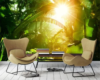Beibehang 3D tapetai saulėta, žalia miško bananų lapų TV fono sienos kambarį miegamasis fone freskomis papel de parede