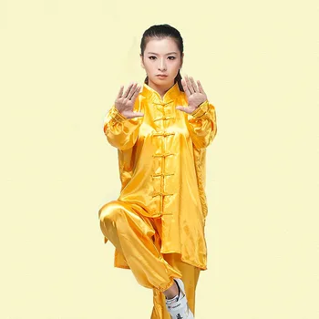 Nemokamas pristatymas chi Kovos menų drabužių suaugusiųjų pietų korėjos šilko XS-XXXL spalvotų drabužių veiklos dėvėti kostiumą kung fu