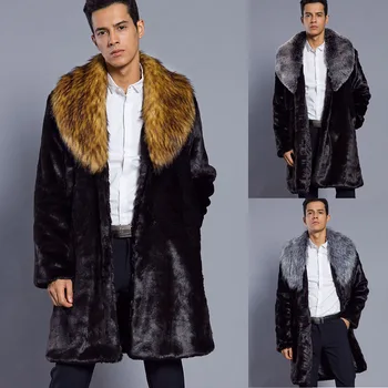 T0796 Naujas Mados Vyrai Žiemos Paltas Vyrų Tranšėjos Paltai Dirbtiniais Kailinius Mens sutirštės Fox Fur Coat