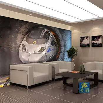 3d greitųjų geležinkelių traukiniams su dideliu freskos tapetai, TV foną, svetainė, miegamasis, sofa-pasirinktinis dydis