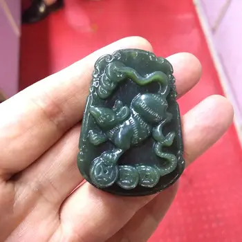 Gamtos Bottle Green Jade Pelės Amuletas Pakabukas Kinų zodiako gyvūnų zodiako Pelių Metų žmonės