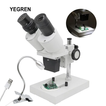 40X Žiūronų Stereo Mikroskopas su USB LED Šviesos 10X Okuliarai 4X Tikslas Laikrodis Remonto Mikroskopas, Metalinis korpusas, skirtas PCB Tikrinti