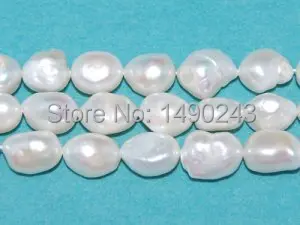 16 colių AAA Gera Paviršinio 12-15mm Balta Natūralus Didelių Baroko Perlas Laisvas Srand