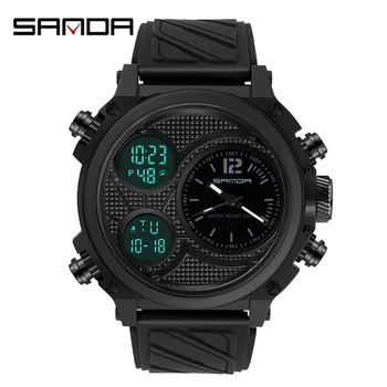 SANDA Top Brand Vyrų LED Skaitmeninio Laikrodžio Šoko Karinės Sporto Laikrodžiai Mados Vandeniui 50M Elektroninis Laikrodis Mens Relogios