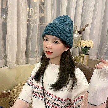 Žiemą, Rudenį, Storos Megztos Mados Kepurės Skrybėlės Moterims Merginos Korėjos Stiliaus Vientisa Spalva Retro Paprasta Panele Elegantiškas Lauko Skrybėlės