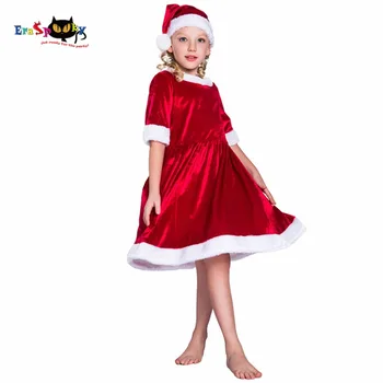 Eraspooky Vaikams Kalėdų Suknelė Mergaitėms Kalėdų Senelio Kostiumas Vaikams Raudona Velevet Suknelė Naujųjų Metų X'MAS Išvakarėse Šalies Aprangą