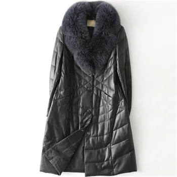 2020 m., Nauja Rudens žiemos nekilnojamojo avikailio kailis moterų žiemos ilgų odinių drabužių paltas viršutiniai drabužiai dydis Aukštos kokybės D455