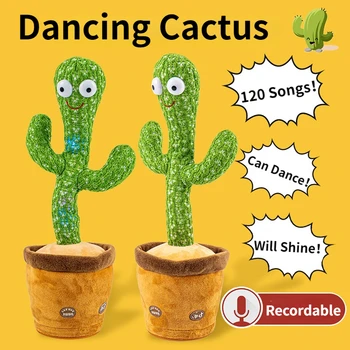 120 Muzika Dencing Kaktusas Kaktusas Pliušinis Žaislas Kalbėti Kaktus Bercakap Šokių žaislas daina pliušinis Šokių Kaktusas ikimokyklinio Ugdymo