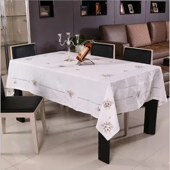 JUYANG Siuvinėtos medvilnės ir lino staltiesės. Baltas dekoratyvinis staltiesė. Ranka Tuščiaviduriai procesas staltiesės. Padengti audiniai.