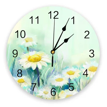 Tapyba Daisy Gėlių Kūrybos Sieninis Laikrodis Namų Biuro Apdailos Svetainė, Miegamasis, Vaikų Kambarys Kabinti Žiūrėti
