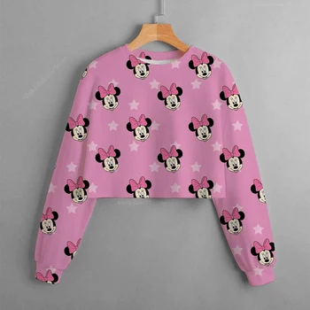Rudenį ir žiemą naujas Disney Mickey ir Minnie animacinių filmų atsitiktinis marškinėlius spausdinimo trumpas hoodie džemperis cute merginos modeliai