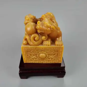 Kinija Imituoti Shoushan Akmens Hibiscus Akmens Ranka Raižyti Gyvūnų Tris Pixiu Antspaudas Imperatoriaus Jade Plombos Apdaila Statulos, Skulptūros