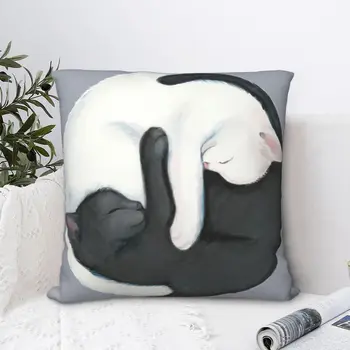 Yin Yang Pusiausvyros Katės Aikštėje Užvalkalas Pagalvėlė Padengti juokinga Zip Namų dekoro Poliesteris Pagalvės užvalkalą Sofa Šiaurės 45*45cm